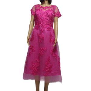 Gown Gallery Hot Pink Tulle Cocktail Ballroom Dance Gown Prom Dress NWT